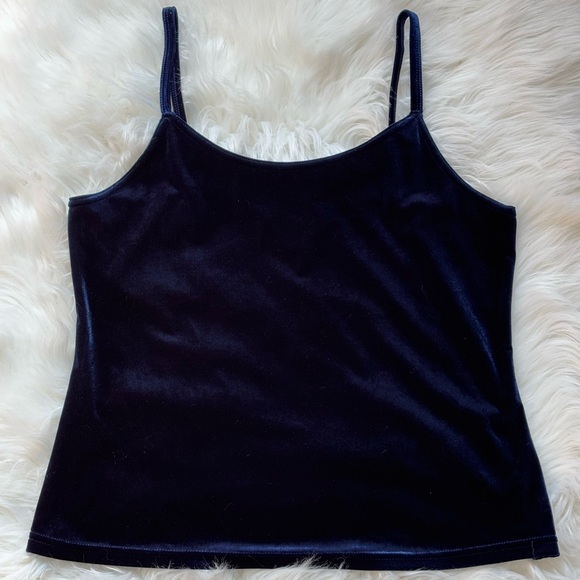 Vintage 90s Petite Impressions Blue Velvet Fairy Goth Cami Tank Top Size L - Picture 3 of 7